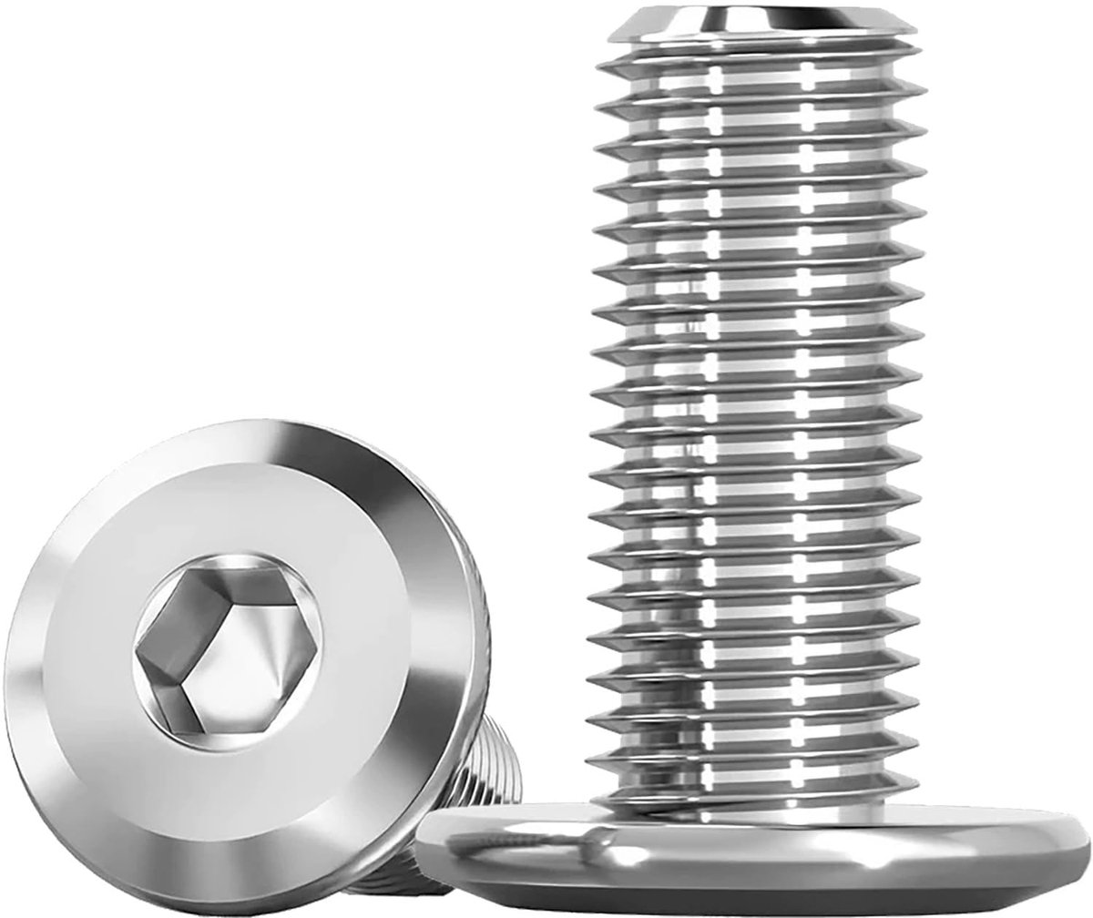 M8 x 20 mm, platte kopschroeven, roestvrij staal, A2 V2A schroeven met halfronde kop, roestvrijstalen schroeven, volledige schroefdraad