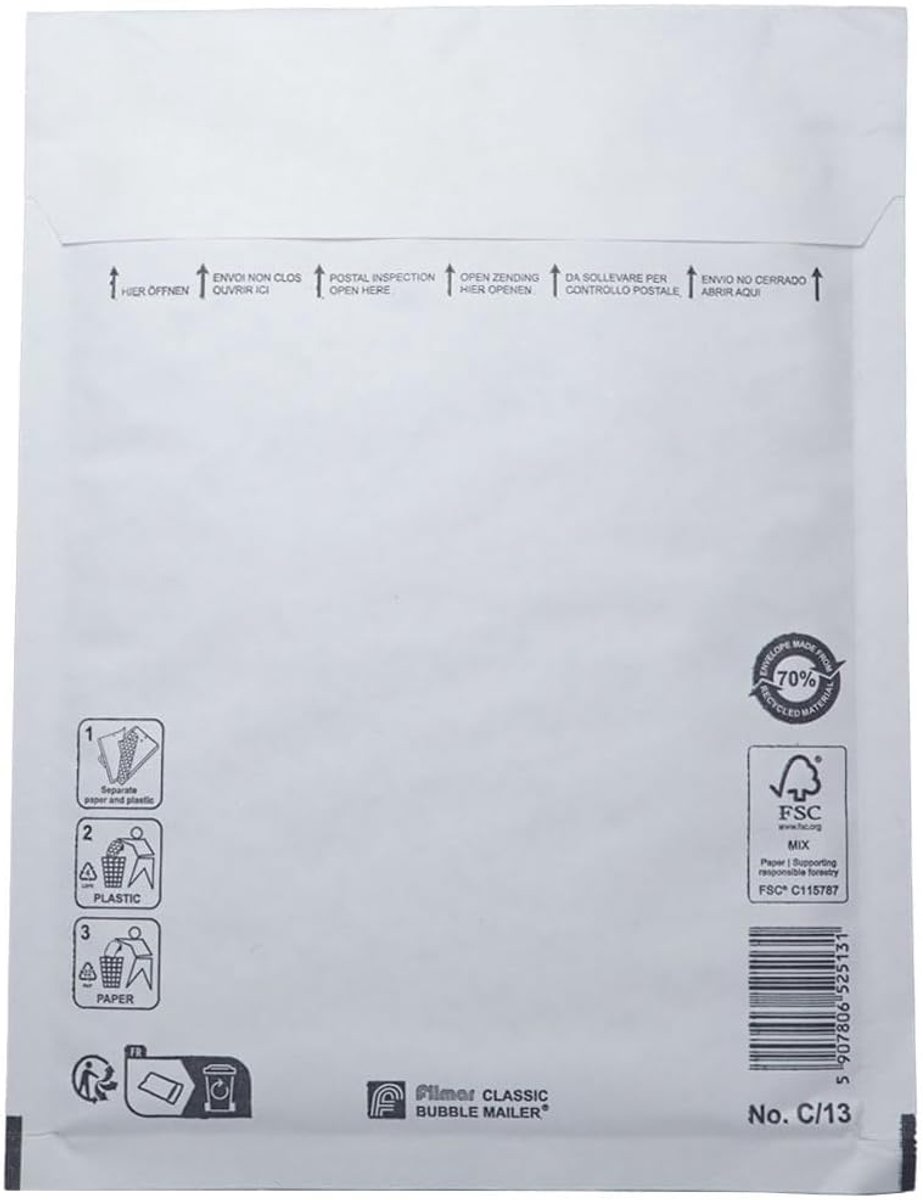Luchtkussen envelop C13 150x215mm - bubbeltjesplastic - 100 stuks - voor veilige verzending - SnelShoppen