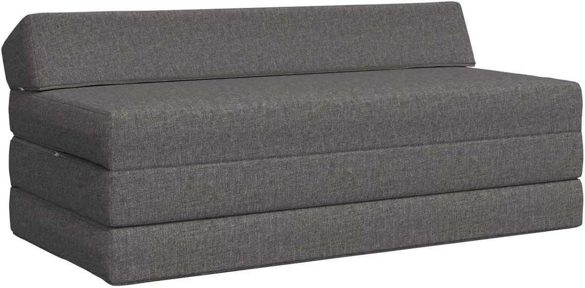 Klapbank, bed, lichtgrijs, 120 x 60 x 49 cm, stof, converteerbare loungebank als logeerbed, boneless bank, vloerbank voor woonkamer, slaapkamer 900034