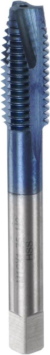 sourcing map Spiral Point schroefdraadboor M12 x 1,75 M35 hogesnelheidsstaal (HSS) met titanium nitride gecoat draadsnijden, metrische machineschroefboor voor staalbewerking, blauw