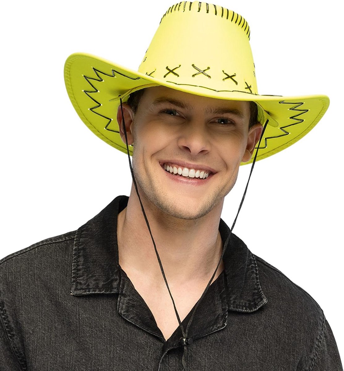 Verstelbare uv-cowboyhoed Savanne, neon westernhoed, gloeit in blacklight, kostuumaccessoire voor festival, carnaval, vrijgezellenfeest en themafeest