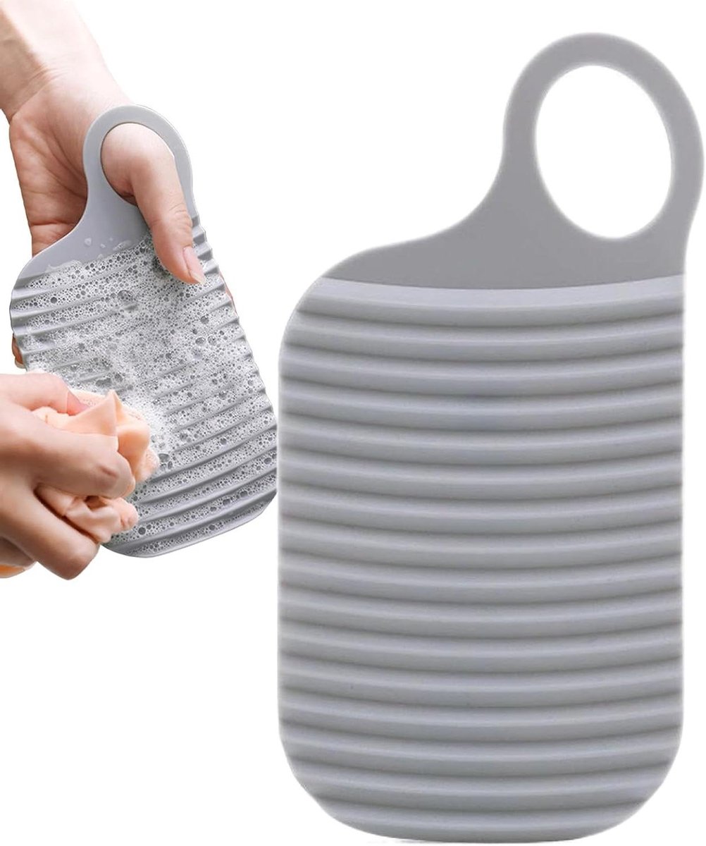 Wasplank - Wasbord Schrobbord - Handwas Kleding - Antislip Siliconen - 18.5 x 9.5 cm - Grijs