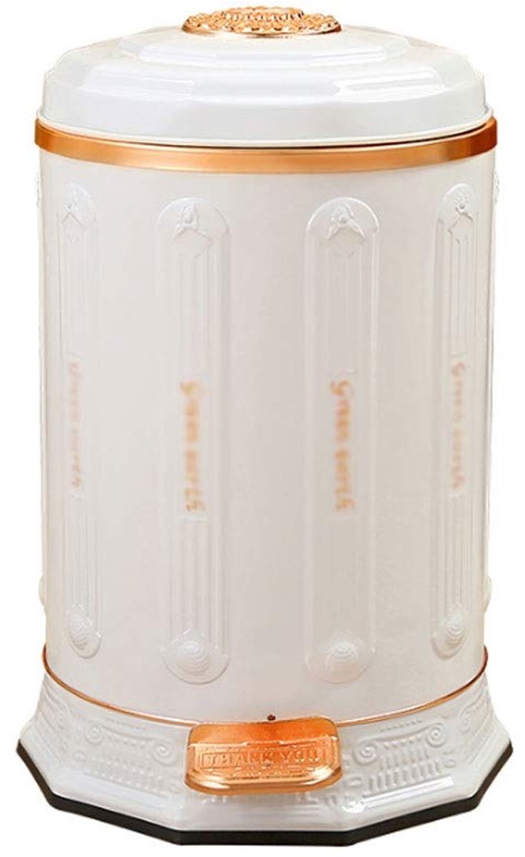 Prullenbak Stainless Steel pedaal prullenbak Huisvuil kan met deksel Waste Bin PP Vuilnisbak for thuis Bureau Keuken Badkamer Vuilnisbak (Color : White, Grootte : 6L)