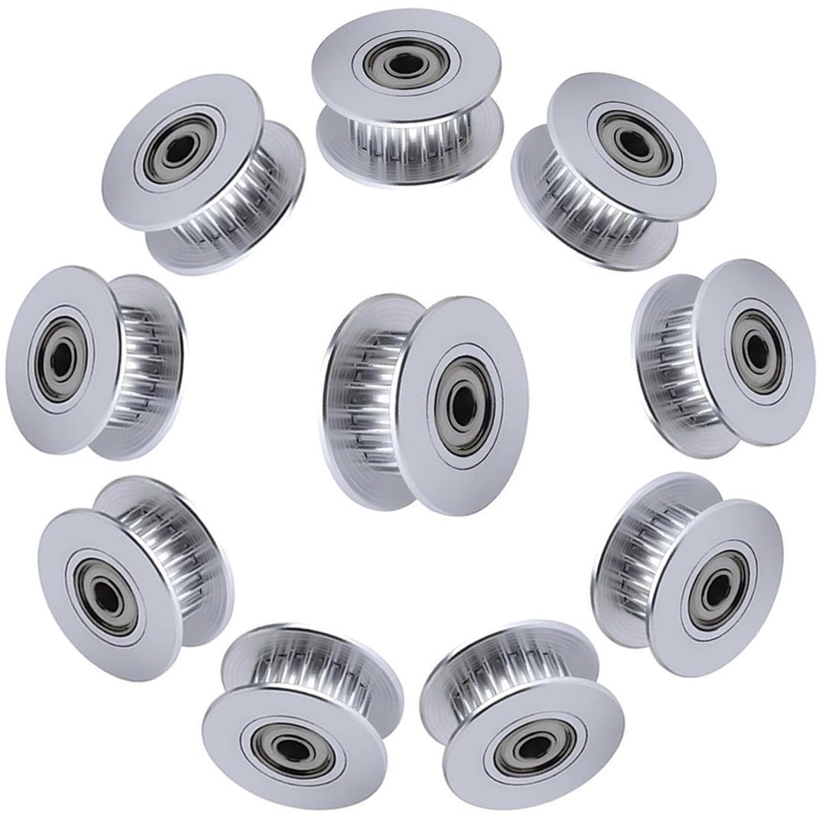 Spanrol 20 Tanden,Boring 3mm,Breedte 6mm,GT2 Idler Pulley 20 Teeth Bore 3 mm,voor 3D Printer 6 mm Breedte GT2 Tandriem.(10 stuks)