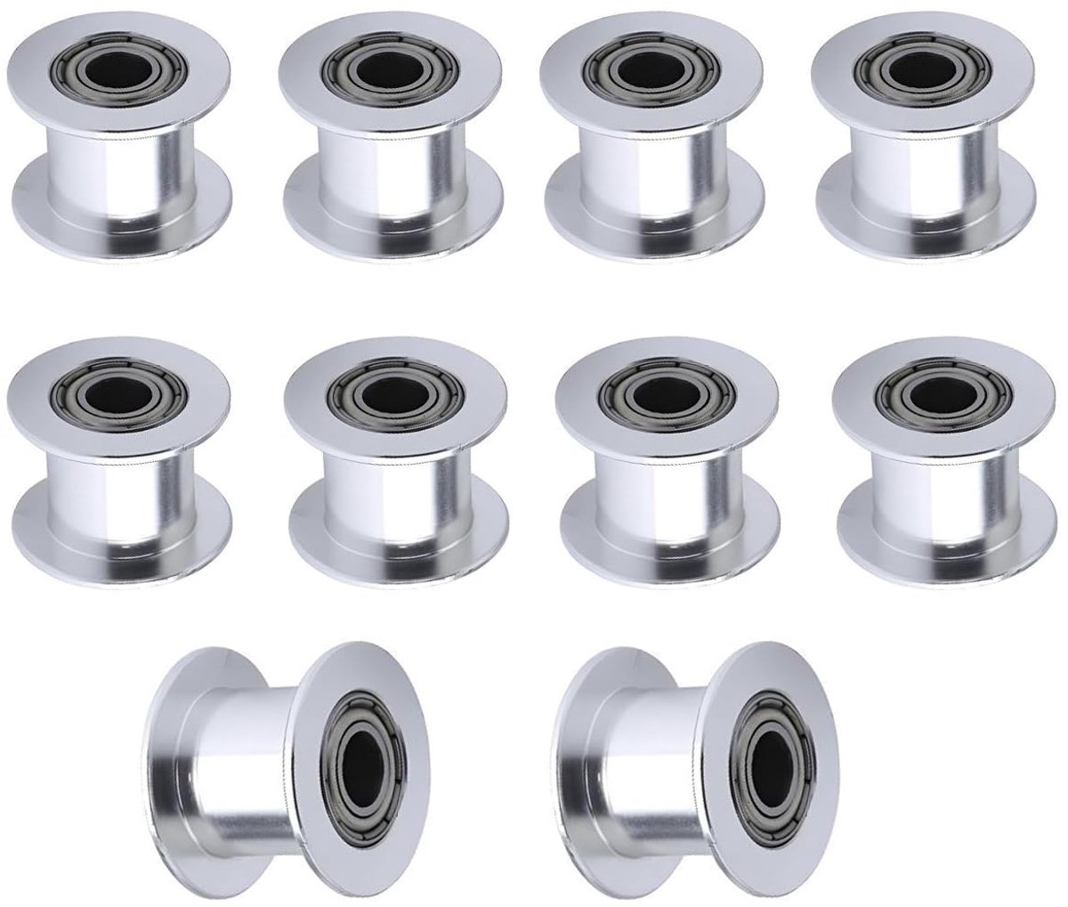 Spanrol Poelie 20 Tandeloze Boring 5mm,10mm Breedte GT2 Idler Pulley 20 Toothless Bore 5mm voor 3D-Printer 9mm/10mm Breedte GT2 Tandriem Distributieriemen.(10 stuks)