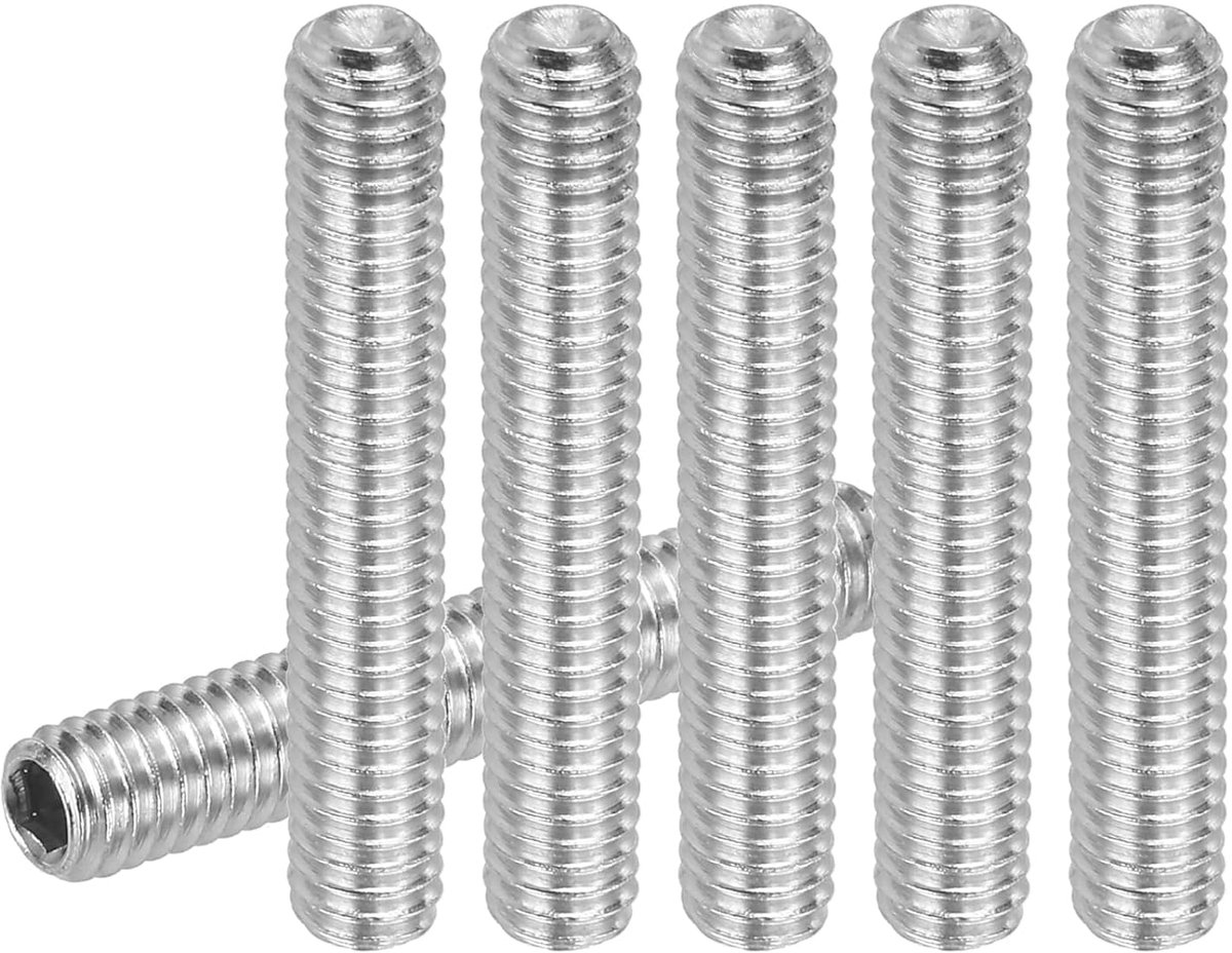 30 stuks madenschroeven M4 x 20 mm, 304 roestvrij staal, madenschroevenset voor deurklinkhouder, meubellampen, waterkraan, reparaties, zilveren binnenzeskant, schroefdraadpennen, schroevenset