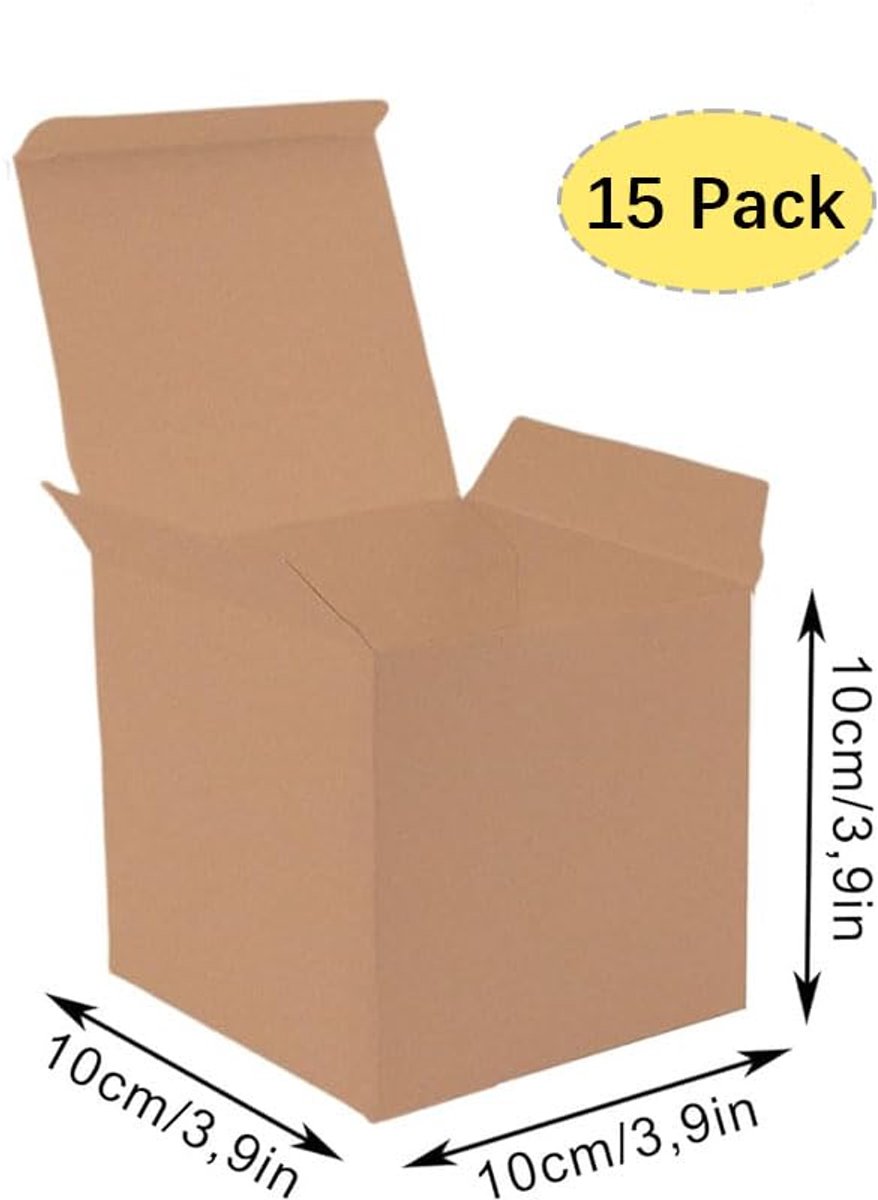 Kartonnen dozen 15 stuks - vierkante geschenkdozen - kraftpapier - voor verjaardag en feest - SnelShoppen