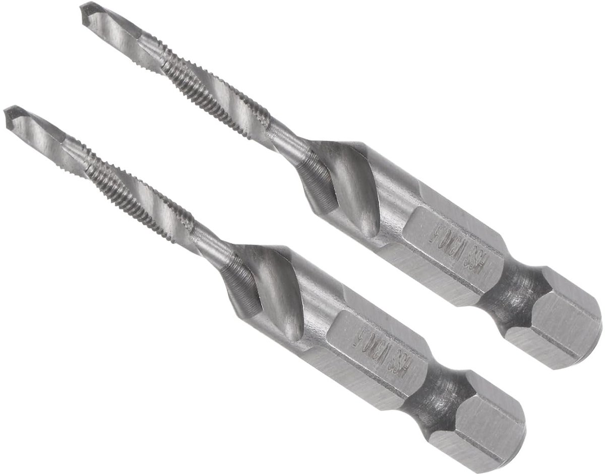M3 x 0,5 zeskantschacht 1/4" hogesnelheidsstaal 4341 ongecoat - (Toepassingen: aluminium roestvrij staal) 2 stuks