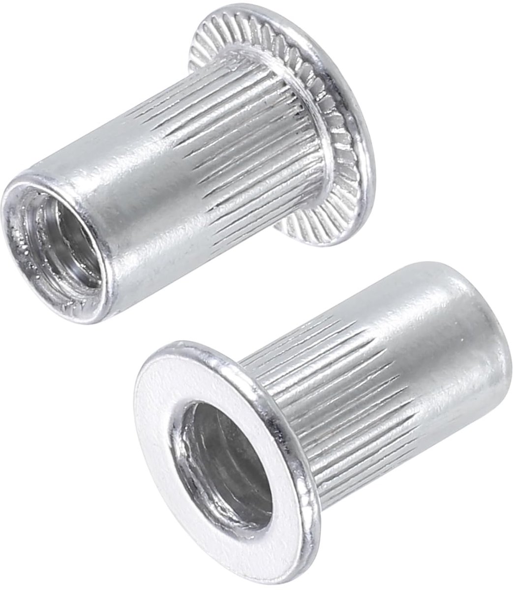 Klinkmoeren van aluminiumlegering gekartelde platte kop schroefdraadinzet moer 80 stuks