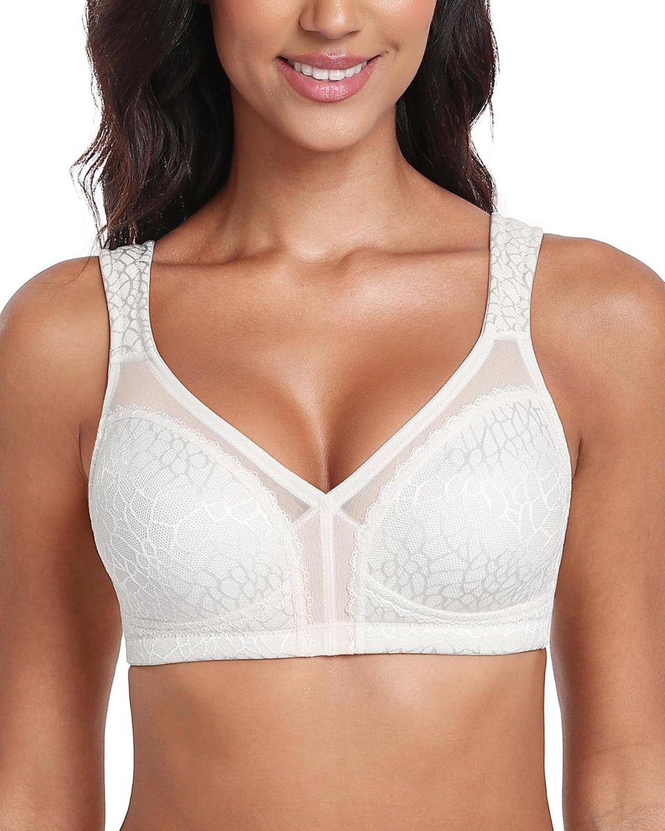 Dames grote maten comfort volledige cups ongevoerd zonder beugel sterke ondersteuning klassieke beha, wit, 80C