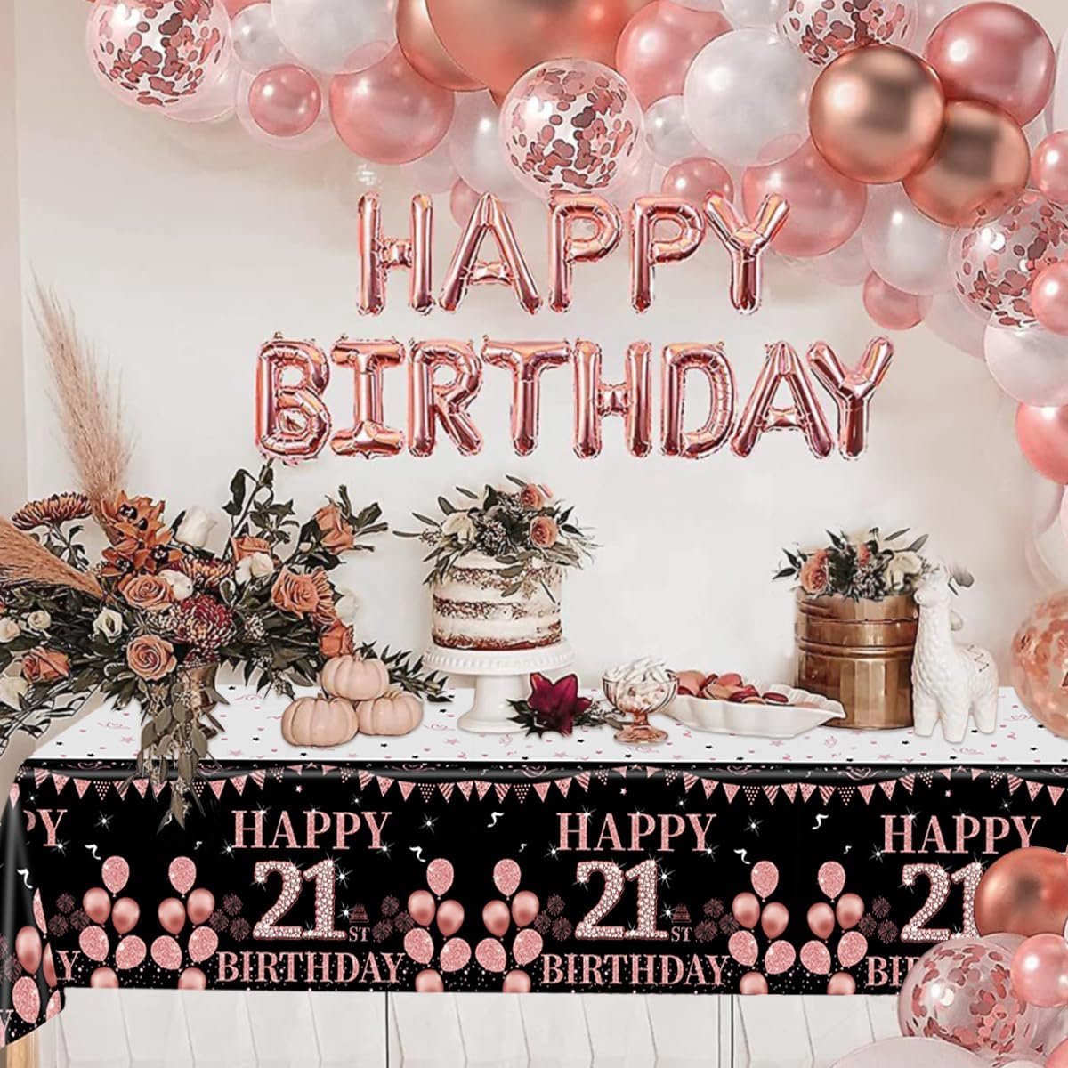 Tafelkleed XL 137x274 cm - Plastic - Zwart met rosegoud - Snel opruimen na feest - SnelShoppen