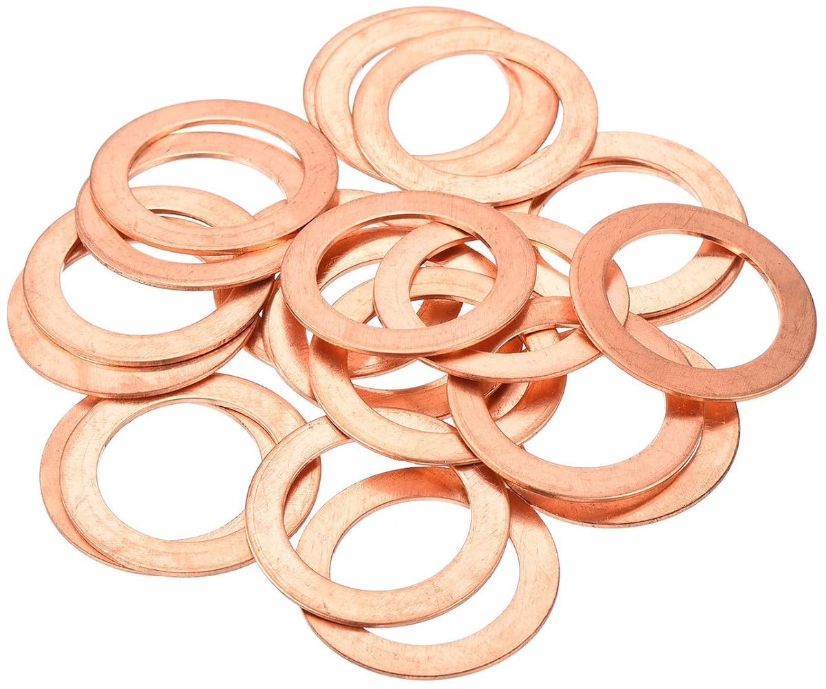 Platte koperen sluitringen, 22 x 32 x 1 mm, metrische platte koperen afdichtringen, 22 x 32 x 1 mm voor hydraulische verbindingen, schroefbouten, moeren, elektronische reparatie