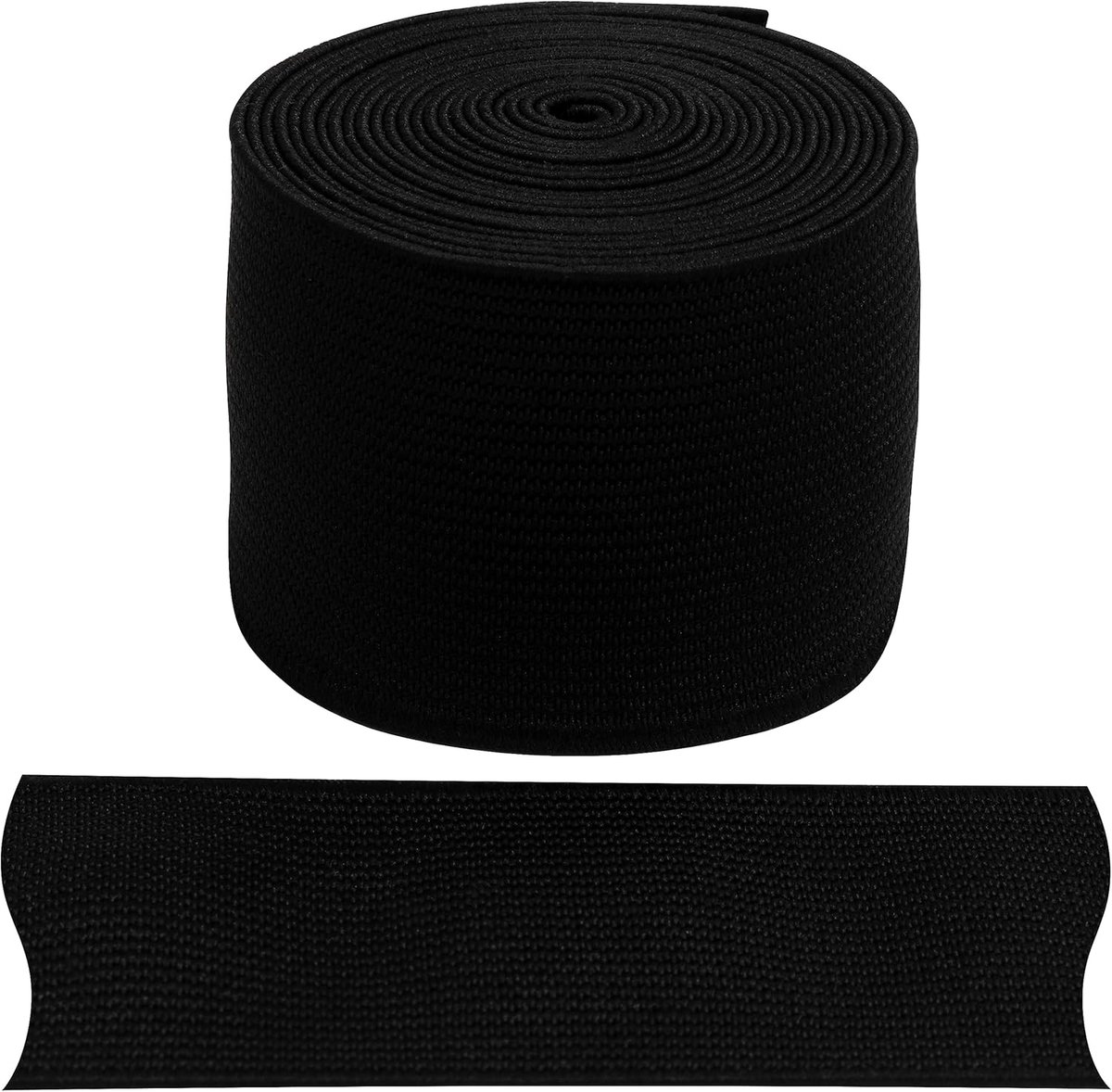 - C67405 - elastiek plat geweven 2 m - breedte 40 mm - kleur zwart - van polyester en latex - confectie, korte kleding, stoffen, riem, broeken, rokken