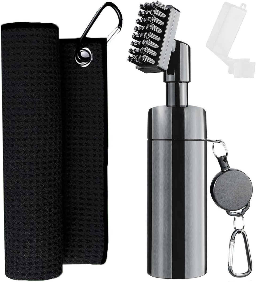 Golf Club Cleaner Borstel met intrekbare Clip & Microfiber Handdoeken, Draagbare Golfclub Groef Reinigingsset, Golf Accessoires Waterspray Fles voor Mannen Gift, Club Onderhoud Tool voor Golfijzers
