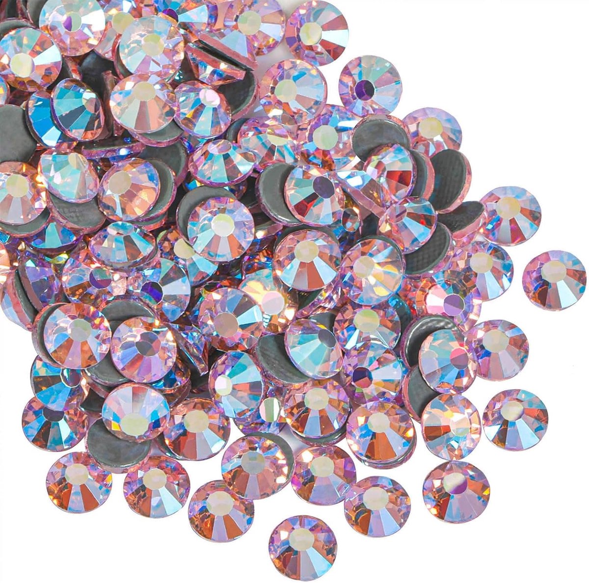 Hotfix strasssteentjes,1440 stuks platte achterkant kristallen steentjes voor ambachten kleding doe-het-zelf decoraties,lichtroze AB,SS20,4.6-4.8mm | Roze AB strass-steentjes, 4,6-4,8 mm, glasmateriaal, voor kleding, kunsthandwerk, knutseldecoratie