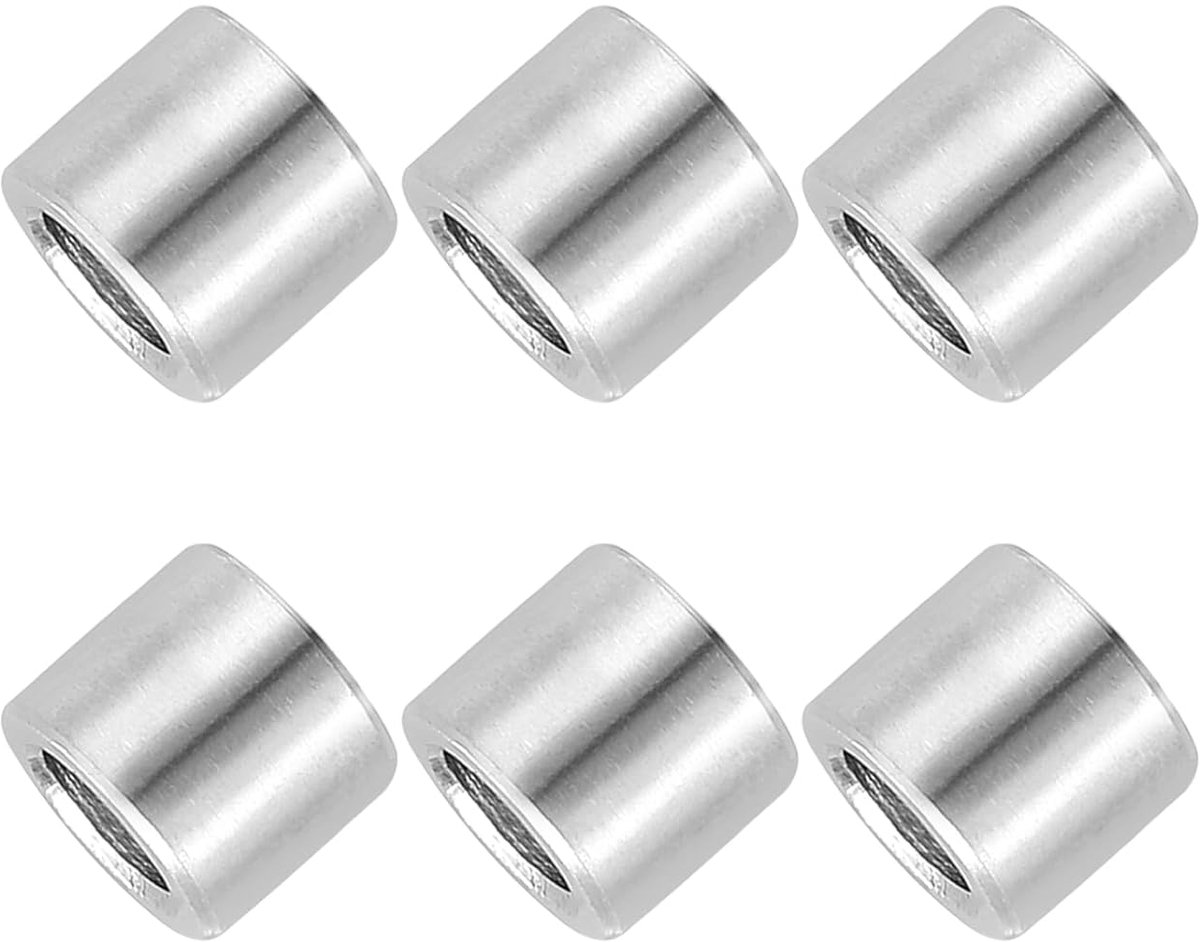 6 stuks afstandhouders van roestvrij staal, 8 mm diameter x 12 mm x 8 mm, hoogte 304 afstandhouders van roestvrij staal, zonder schroefdraad voor M8-schroeven, moeren 5/16 inch