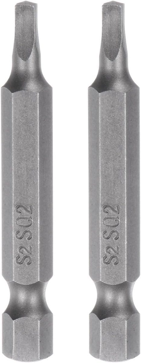 2 kruisschroevendraaierbits Sq2, zeskantschacht 1/4 inch, lengte 2 inch, magnetische veiligheidsschroevendraaier voor elektrisch gereedschap
