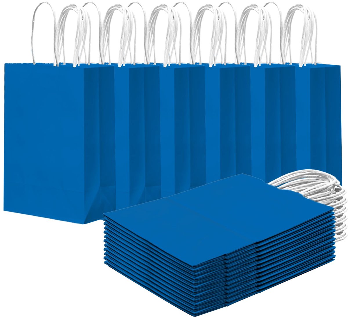Cadeautasjes 24 stuks klein formaat - Cyaan - Met handgrepen - Perfect voor feestjes - SnelShoppen