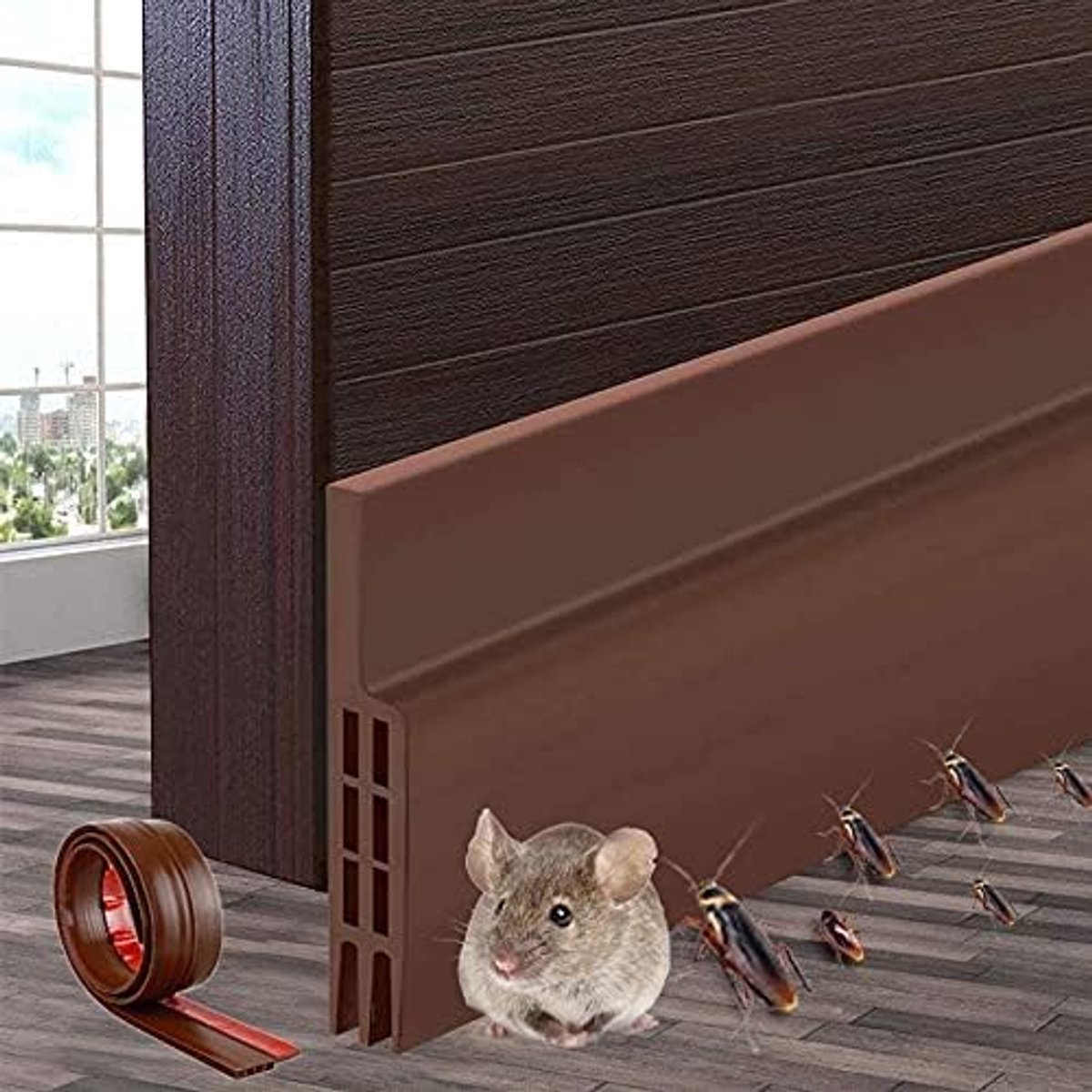 tochtstrip Zelfklevende Tochtstop 100x 5 cm/1m Bruin | Deurafdichting weerbestendig koudebescherming geluidsisolatie voor het blokkeren van licht, tocht, mug