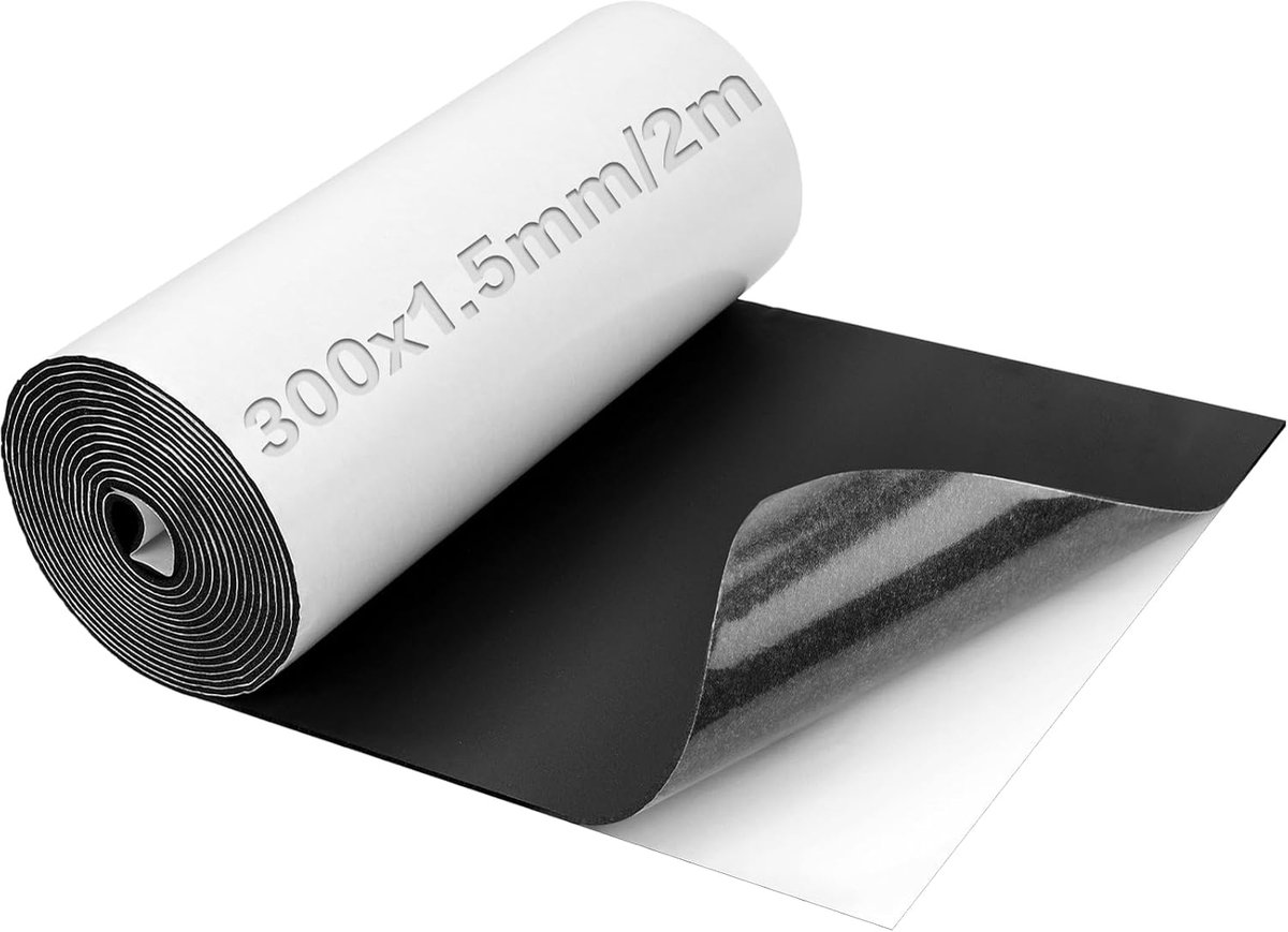 Schuimrol met gesloten cellen, 300 mm x 1,5 mm x 2 m, zelfklevende schuimplaten, neopreen, plakkende achterkant, 1,5 mm, rubberen plaat, zwart voor meubelpads, vloerbeschermers, spleetvulling