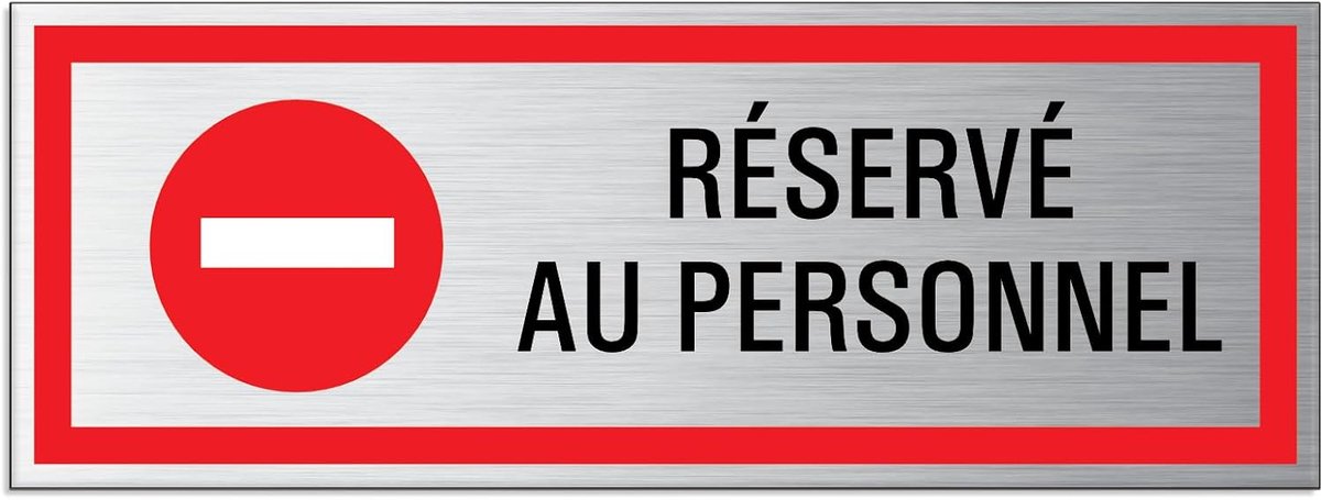 Bord voor personeel, 175 x 65 mm, aluminium, zelfklevend, weerbestendig en uv-bestendig