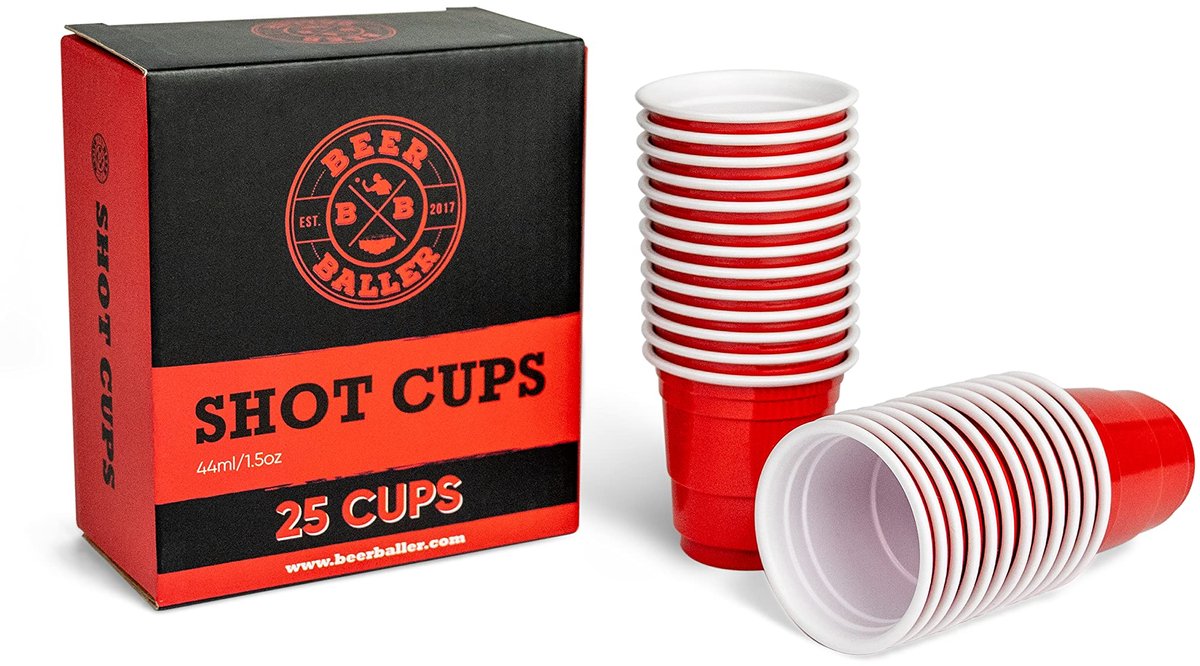 Shotglazen 25 stuks - rode plastic cups - retro Amerikaanse stijl - herbruikbaar en vaatwasmachinebestendig - SnelShoppen