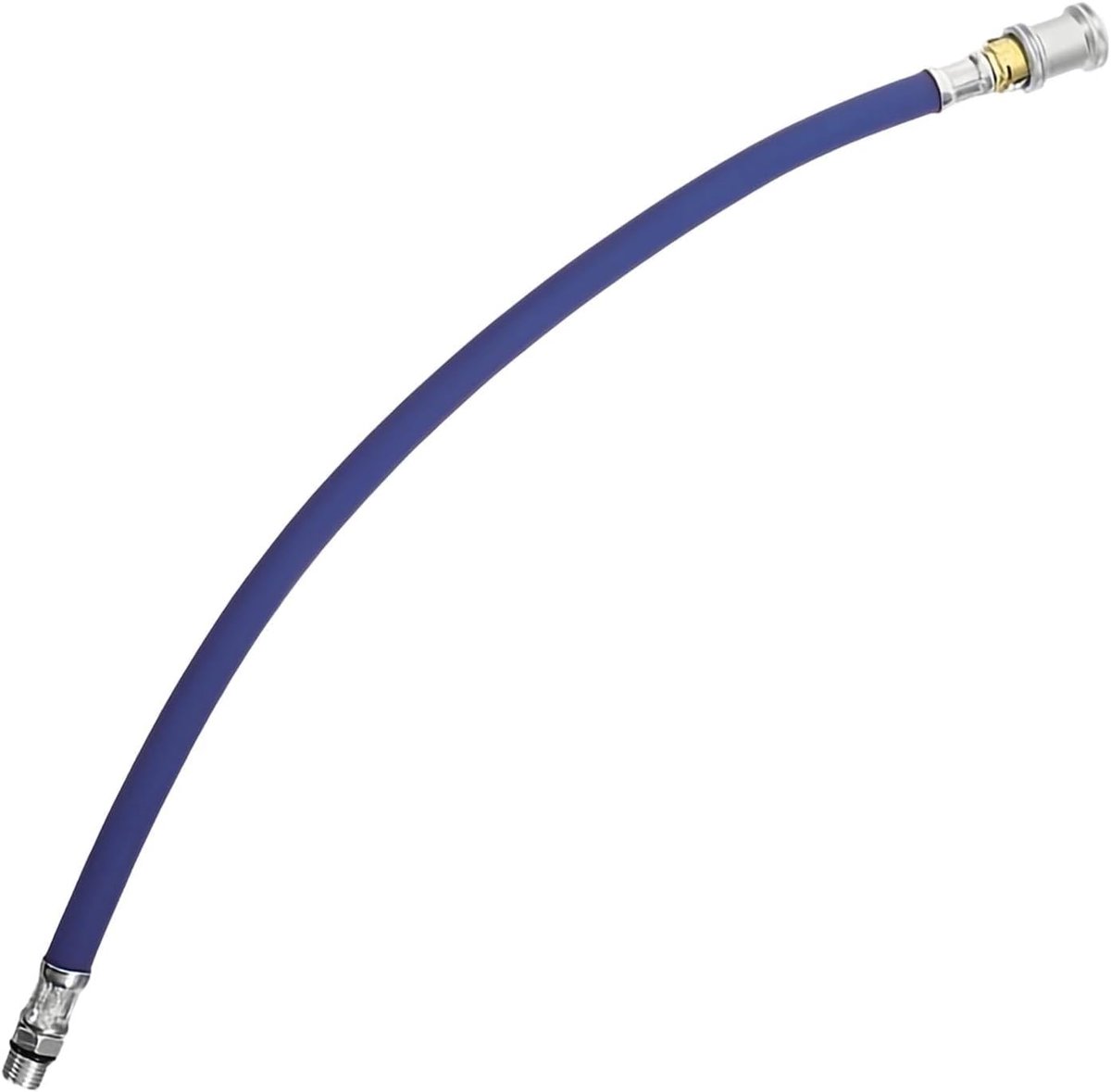 Platte Bandenvuller Slang 46 cm, 1/4 Inch Snelle Koppeling Met Zelfvergrendelende Messing Kop – Universele Vervangingsslang voor Luchtpompen voor Auto, Fiets en Motor (Blauw)