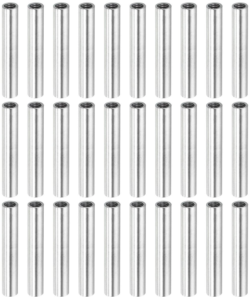 Zeskantmoer, M4 x 0,7 mm binnendraad 35 mm (1,38") ronde huls connector stang stang buis moer hardware bevestigingselement verpakking van 40