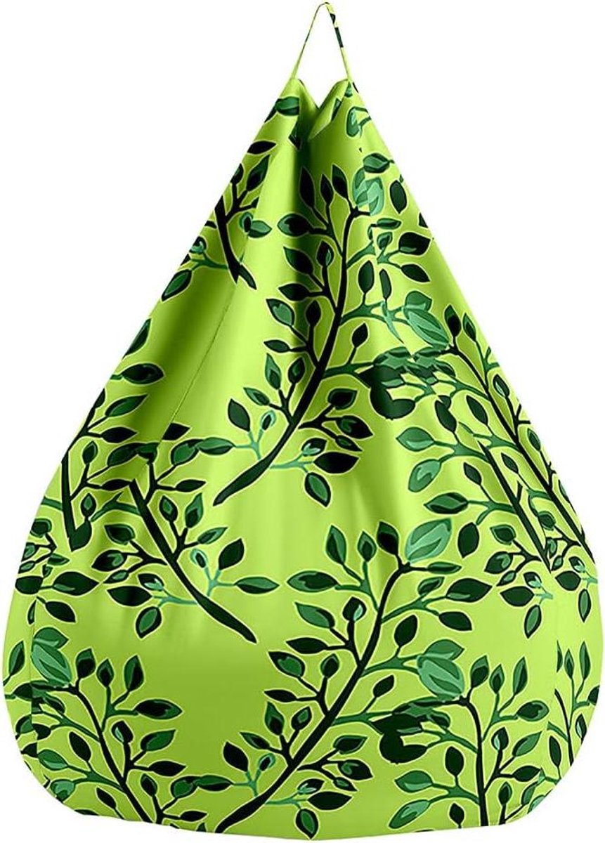 Zitzakhoes Katoen Linnen - Luie Stoelhoes Opbergzak - Ontspannen Zitten - Met Handvat en Rits - 70x80cm - Geel Groen
