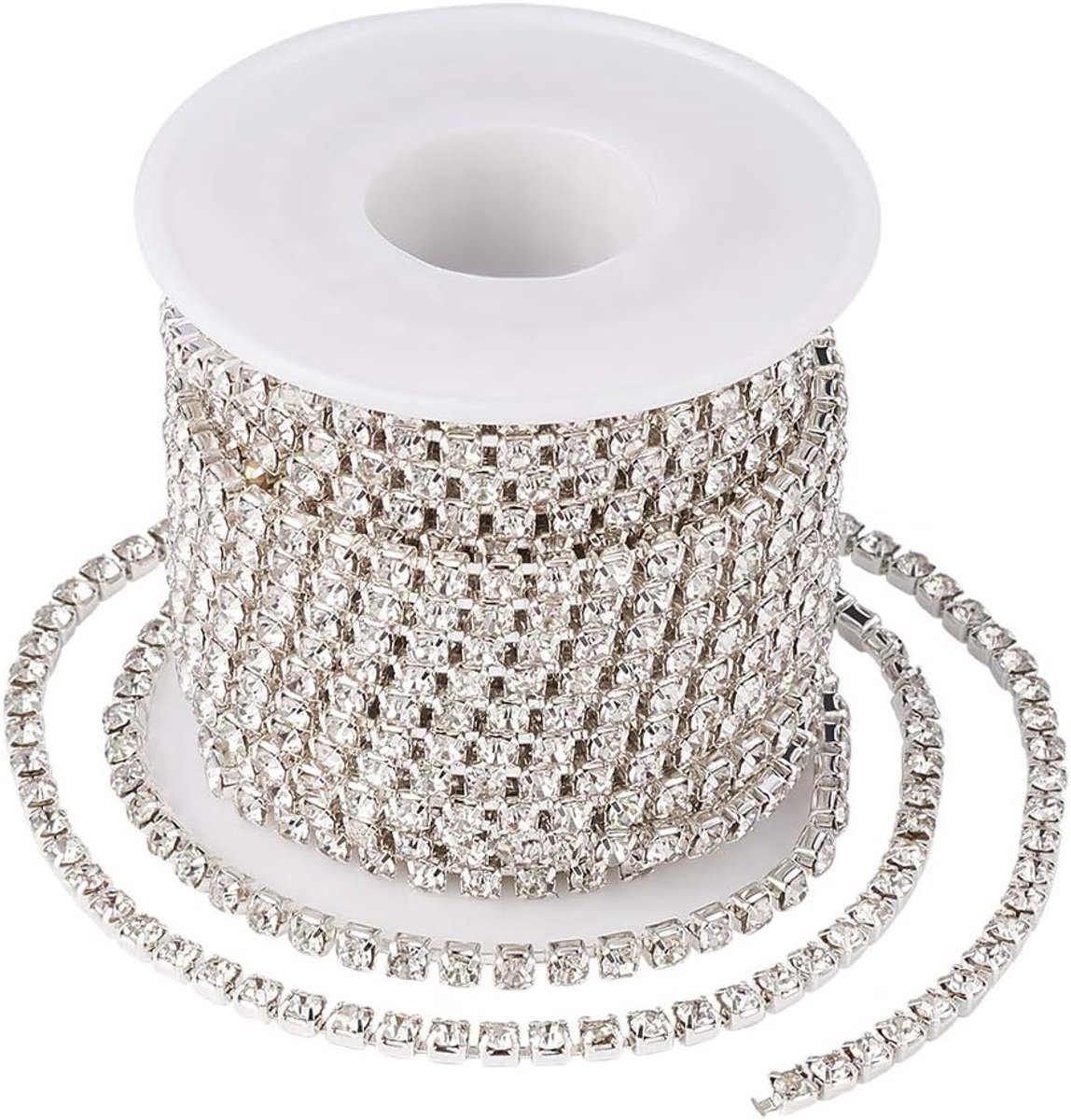 Kettingen 3,5 mm Clear Crystal Trimmen Klauw Cup Ketting voor Naaien Franje Diamant Sieraden Maken, Zilveren Bodem