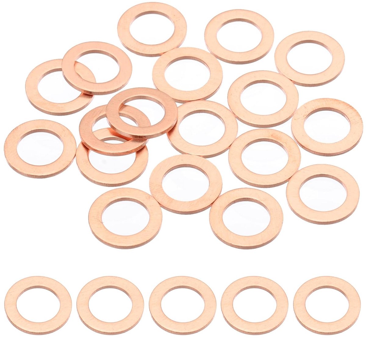 18 stuks M8 koperen afdichtingen, M8 x 13 x 1 mm koperen platte afdichtingen, afdichtingsringen, assortimentskit, olieaftapplug, afdichtring voor auto-accuvoertuigen, schroeven, bouten