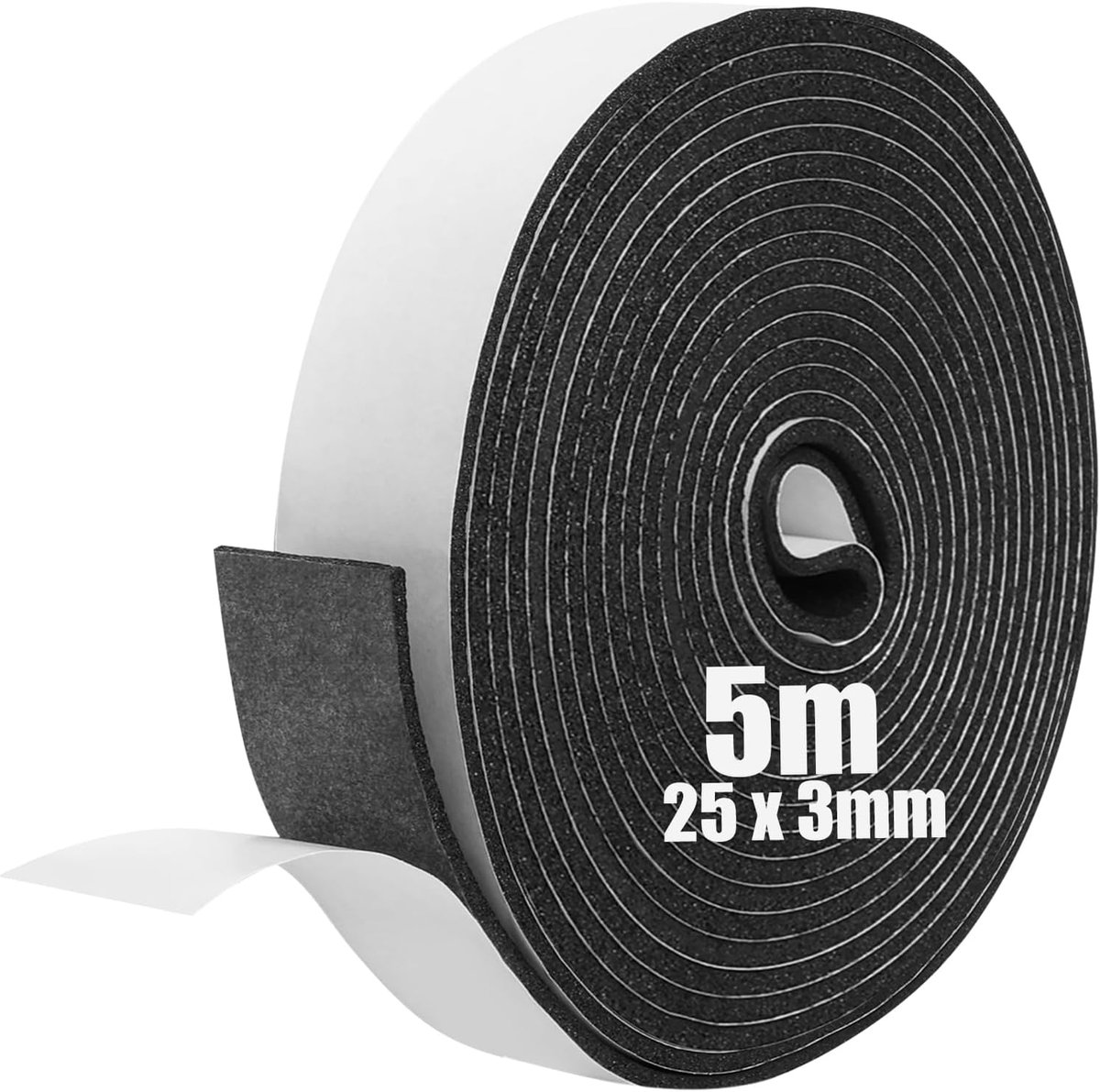 zelfklevende afdichtingstape, zelfklevend schuimplakband voor ramen, deurafdichtingen, afdichting, anti-botsing, geluidsisolatie (25 mm (B) x 3 mm (D) x 5 m (L))