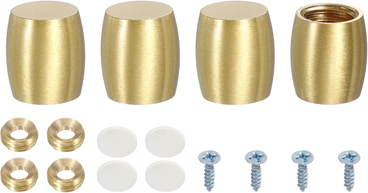 4 stuks messing voetjes voor snijplanken, 1 x 1,5 cm (0,53 x 0,59 inch), antislip voeten voor houten kisten, display, dienblad en etagère met schroeven en sluitringen