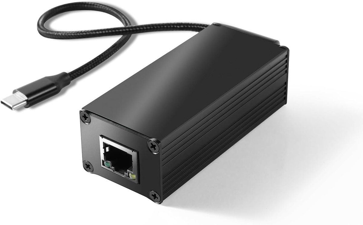 PoE naar USB-C Converteradapter, Type-C Uitgangsvermogen en Ethernet 2 in 1, max45W 5V tot 20V opladen voor smartphone/tablet/laptop, 1000 Mbps snelheid, Plug & Play (GPD2CBT-20V)