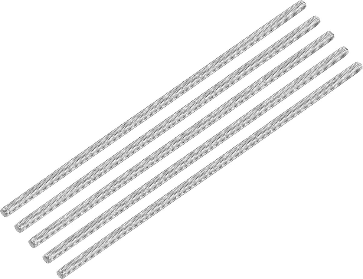5 stuks draadstangen, M5 x 200 mm roestvrij staal 304 klinknagels stang rechtse schroefdraad M5-0.8 voor montage van meubels en machines