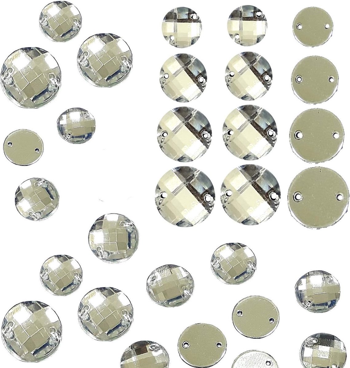 Strassteentjes om op te naaien, glitterstenen om aan te naaien, ronde set, kristal acrylstenen, kristal platte achterkant voor kledingstuk, knutselen, kleding en tas, decoratie (10 mm, 100
