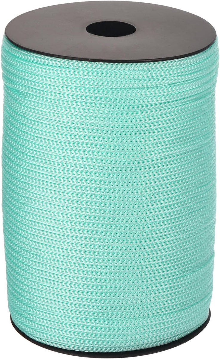 Touw, gevlochten touw, 100 m, nylon touw, holle touw voor waslijn, kamperen, wandelen, outdoor, zwart-blauw