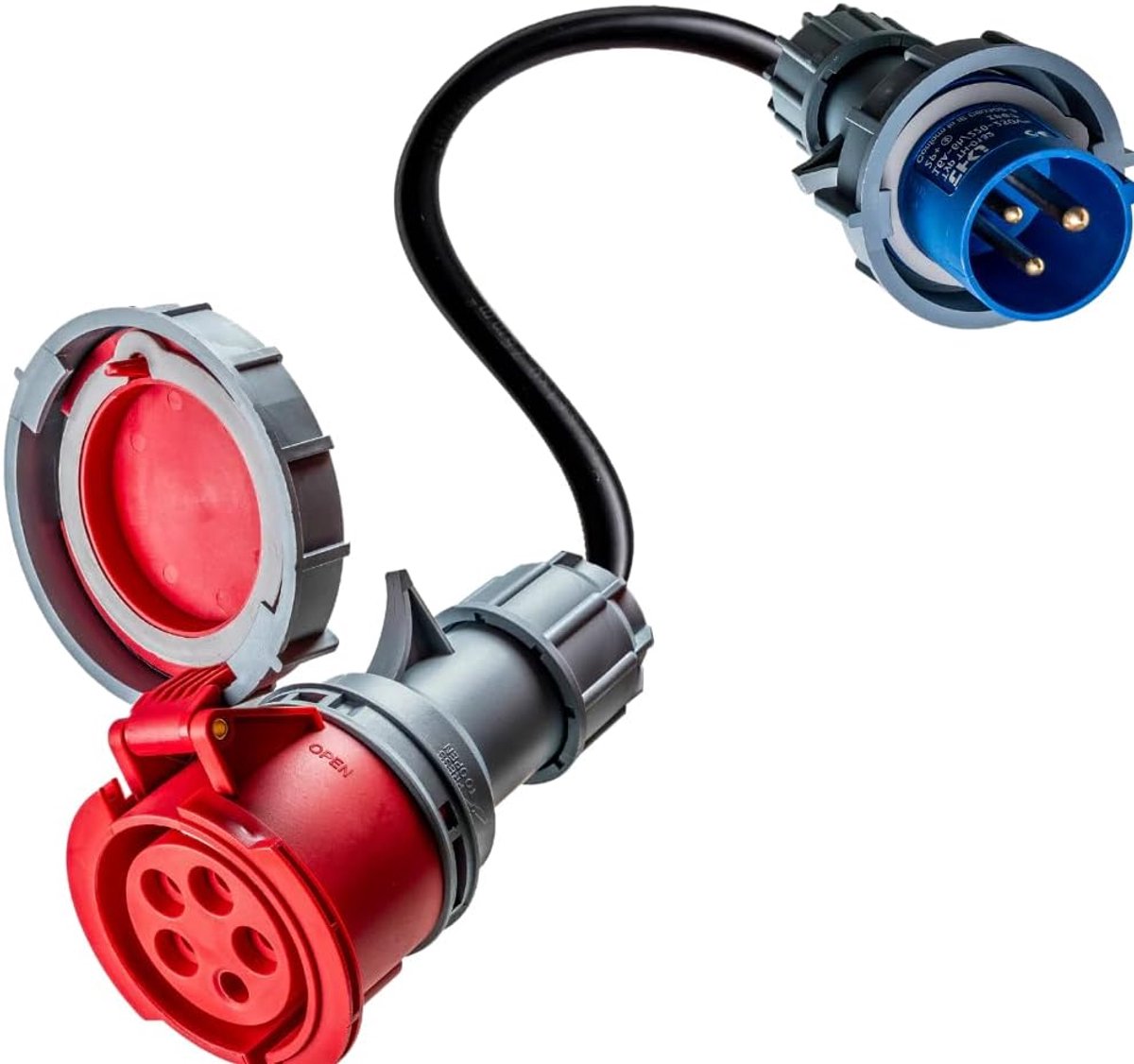 Adapter 16A 5-polig naar CEE 16A 3-polig - driefasig naar eenfasig - universeel ontwerp - betrouwbare laadoplossing - SnelShoppen