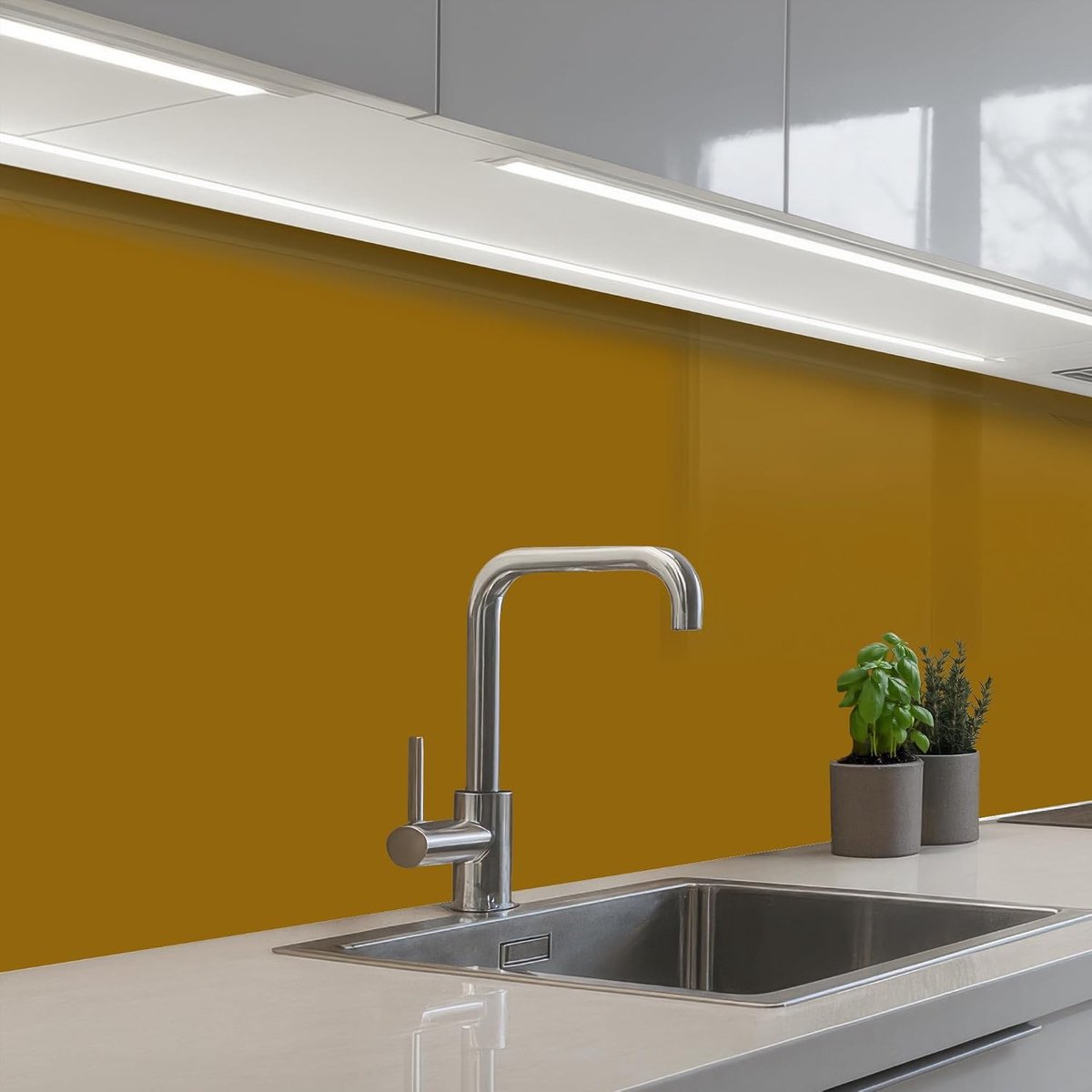 Keukenachterwand 60x200 cm zelfklevend keuken decoratie accessories home kitchen spatscherm Goud - Luxe - Interieur