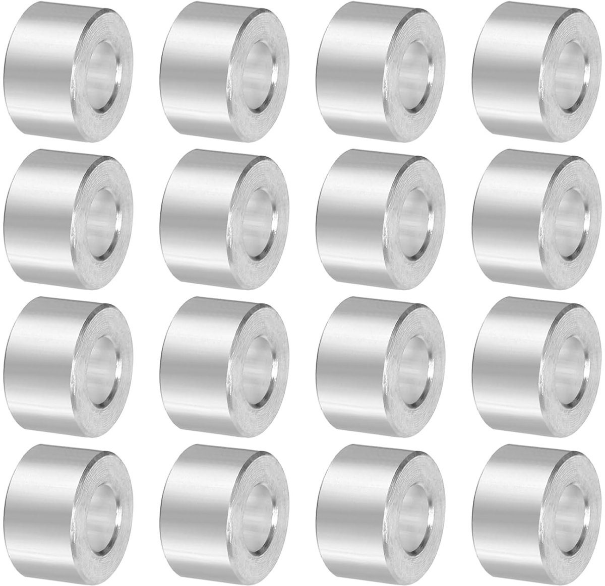 16 stuks afstandhouders van aluminium, 5 mm diameter x 10 mm x 6 mm, lengte voor schroeven, glad oppervlak, zonder schroefdraad, ronde metalen afstandhouders voor M5-schroeven