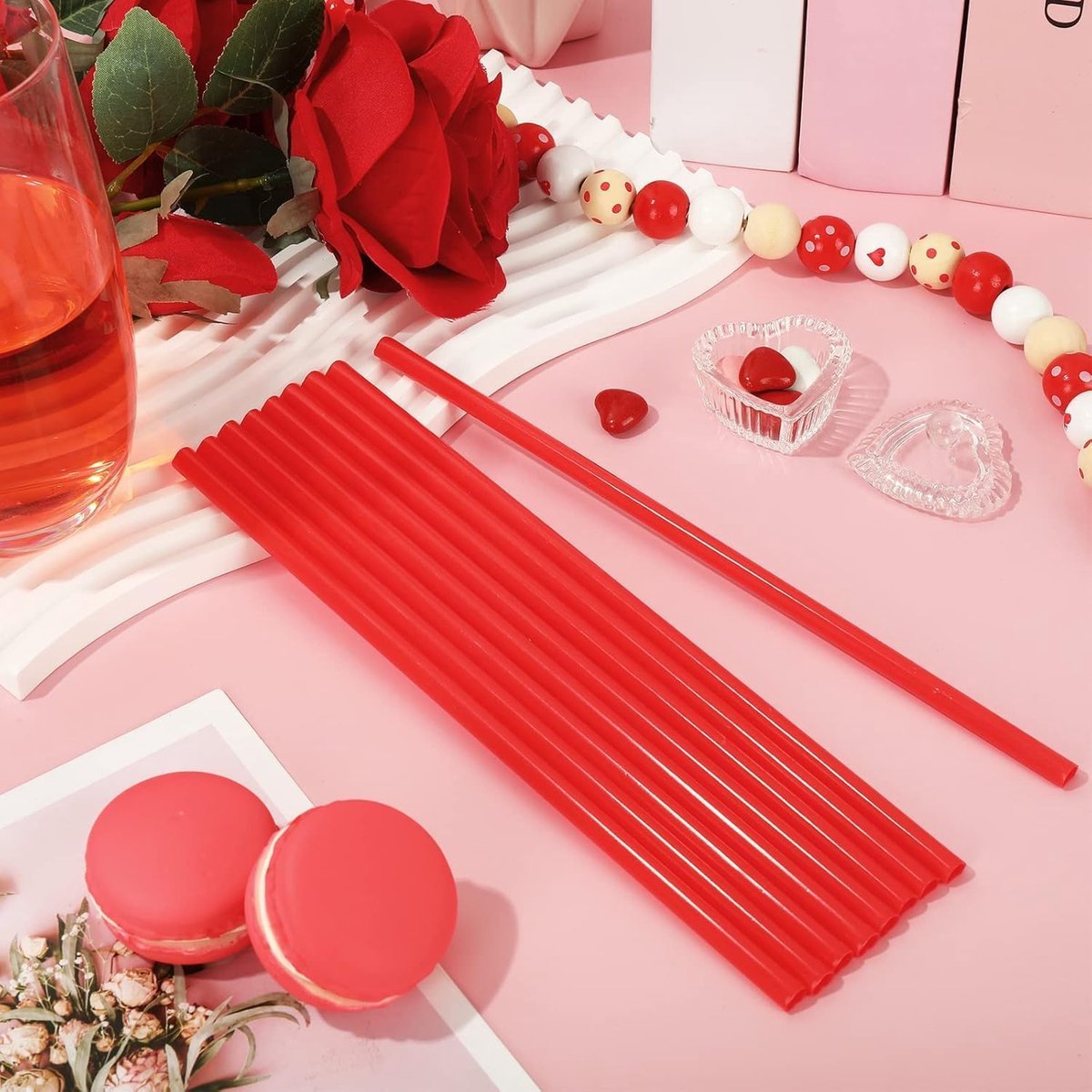Herbruikbare plastic rietjes met 2 reinigingsborstels | 100 stuks, smoothies, koffie, drinksap, milkshakes, cocktail, voor Valentijnsdag, verjaardagsfeest, bruiloft