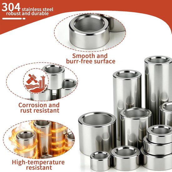 8 stuks afstandshulzen 12 mm ID x 16 mm OD x 12 mm L afstandhouders roestvrij staal 304 ronde afstandshulzen zonder binnendraad kolommen voor schroeven M12 voor bouwen en andere mechanische — afbeelding 5