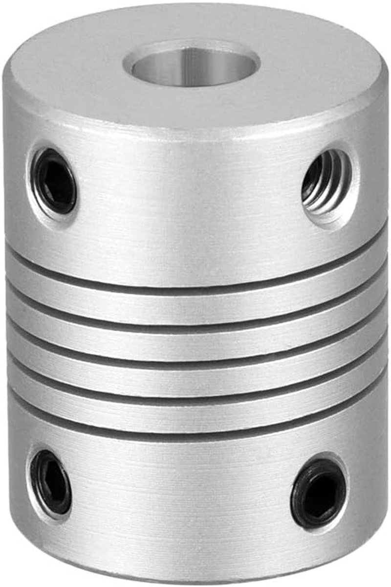 sourcing map 6 mm tot 6,35 mm aluminium legering as koppeling flexibele motorkoppeling connector pakking L25xD19 zilver