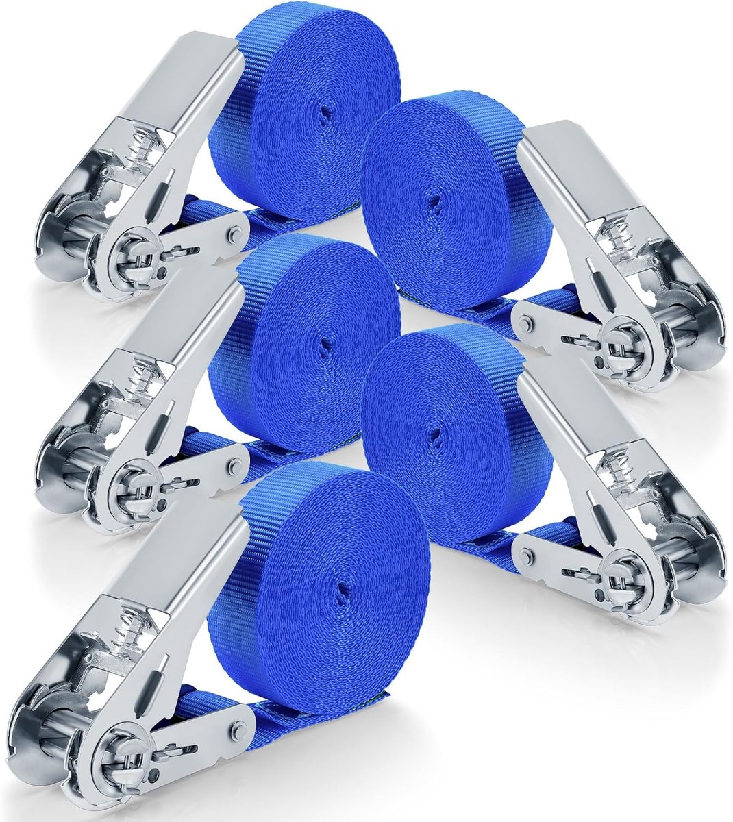 5 stuks ratelriemen 25 mm x 6 m sjorbanden, klemslot riem maximale belasting 800 kg, spanriem voor motortransport, fiets, verhuizing