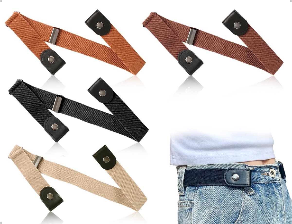 Riemen zonder gesp, elastische verstelbare stretch onzichtbare kinderriem, te gebruiken voor kinderen, jongens, meisjes, dames, heren, jeans, broek, jurk