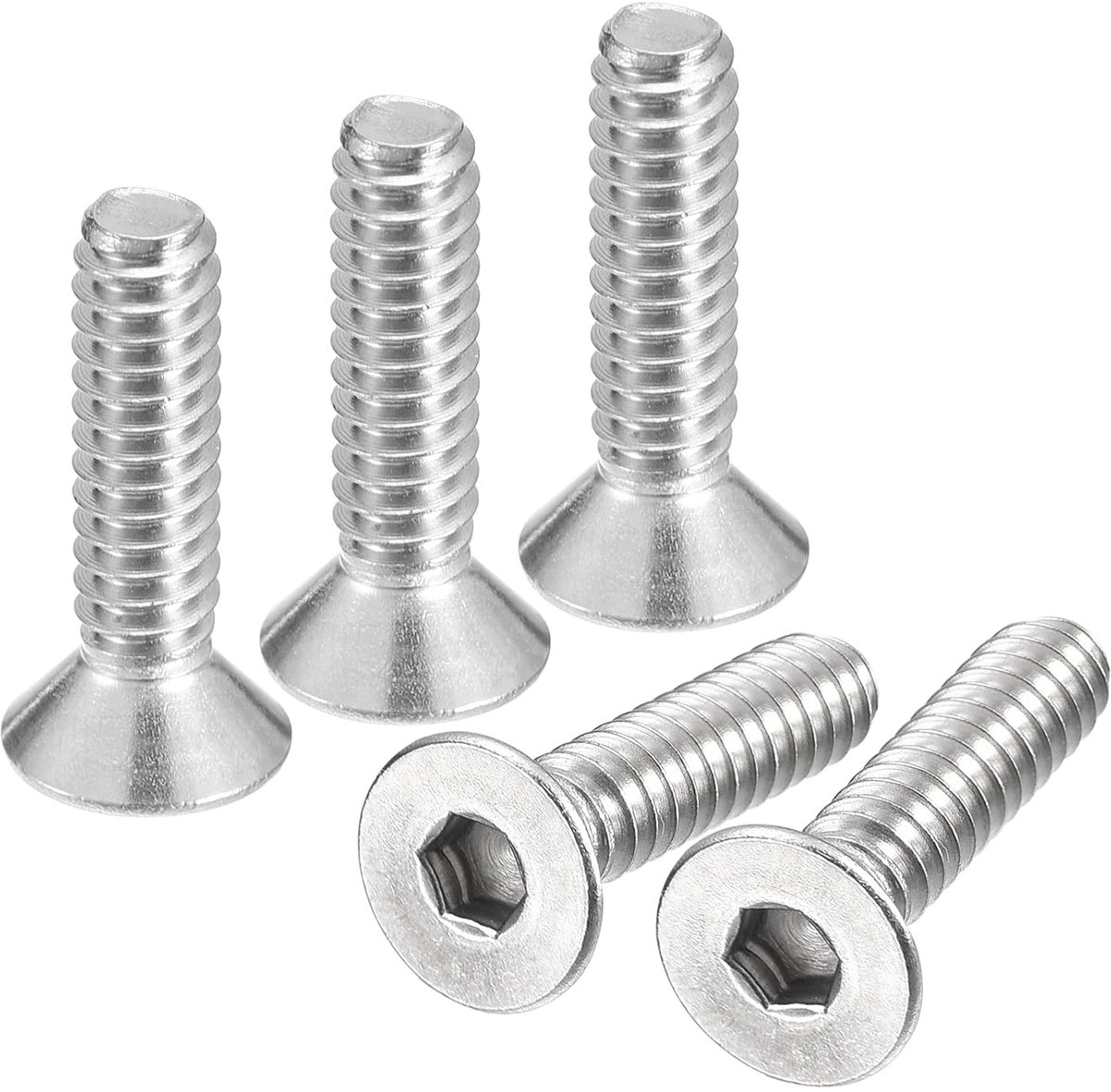 10-24x3/4" verzonken schroeven platte kop dop, 10 stuks 304 roestvrij stalen schroeven zeskant stopcontact platte kop, volledige schroefdraad, verzonken schroeven
