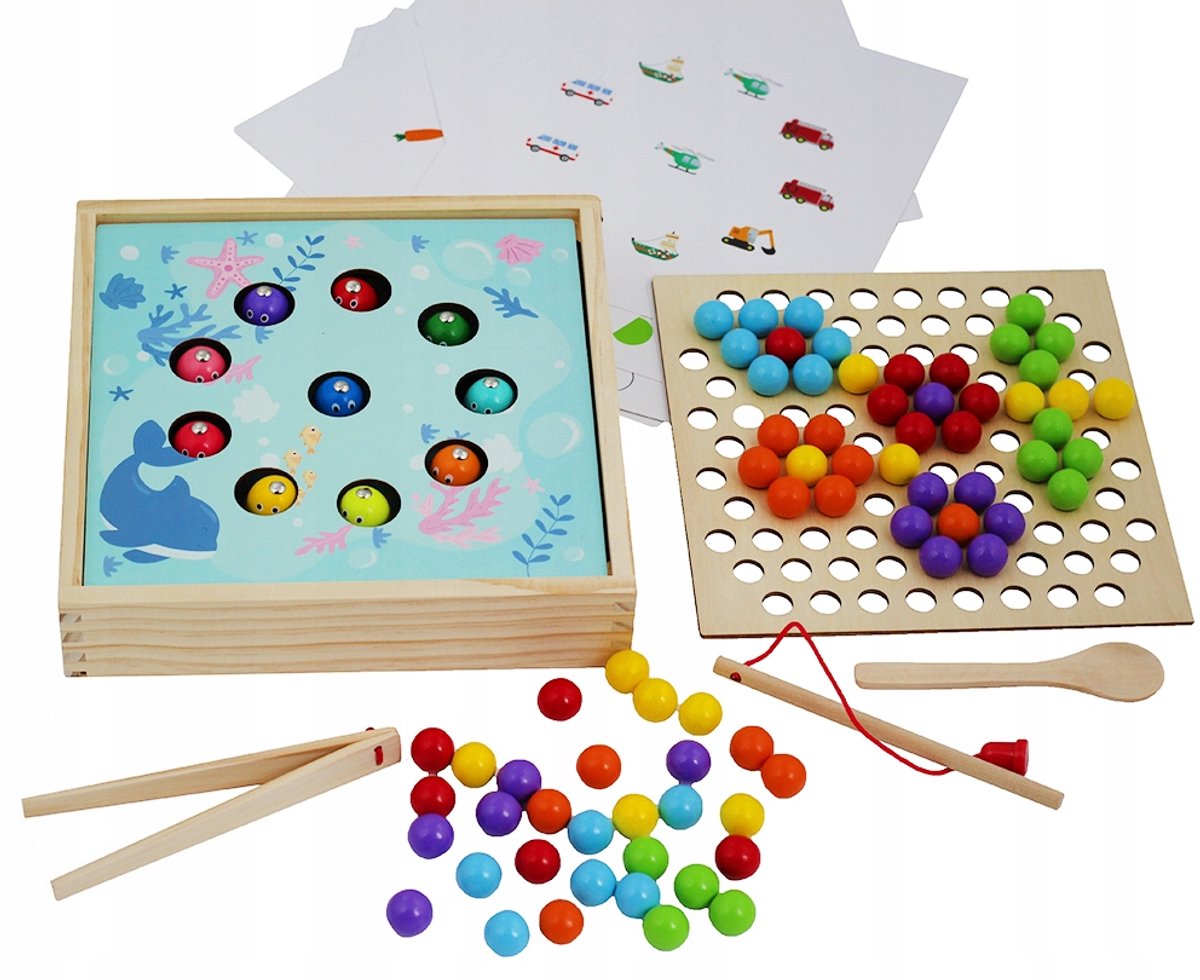 Houten Vissen Mozaïek Memo & Vangspel - Educatief 3-in-1 Kinderspel