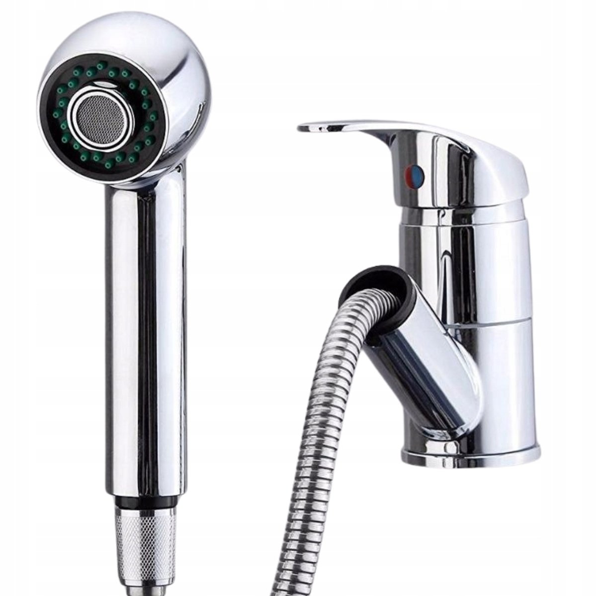 Keukenmengkraan met uittrekbare uitloop, draaibaar, kapperskraan