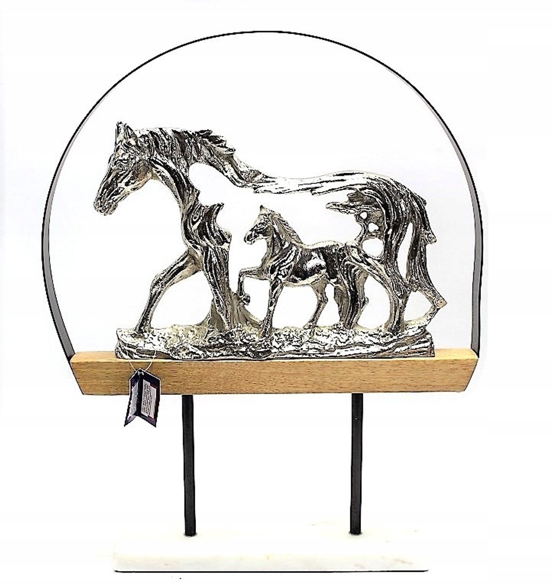 Metalen & Houten Paardenbeeld - 43x34,5x7 cm