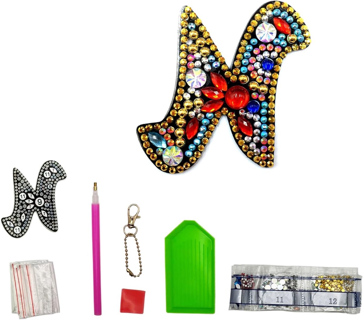 Sleutelhanger DIY Diamant Schilderen - Retro Acryl - A-Z Lettering - Persoonlijke Decoratie - ShopVlot